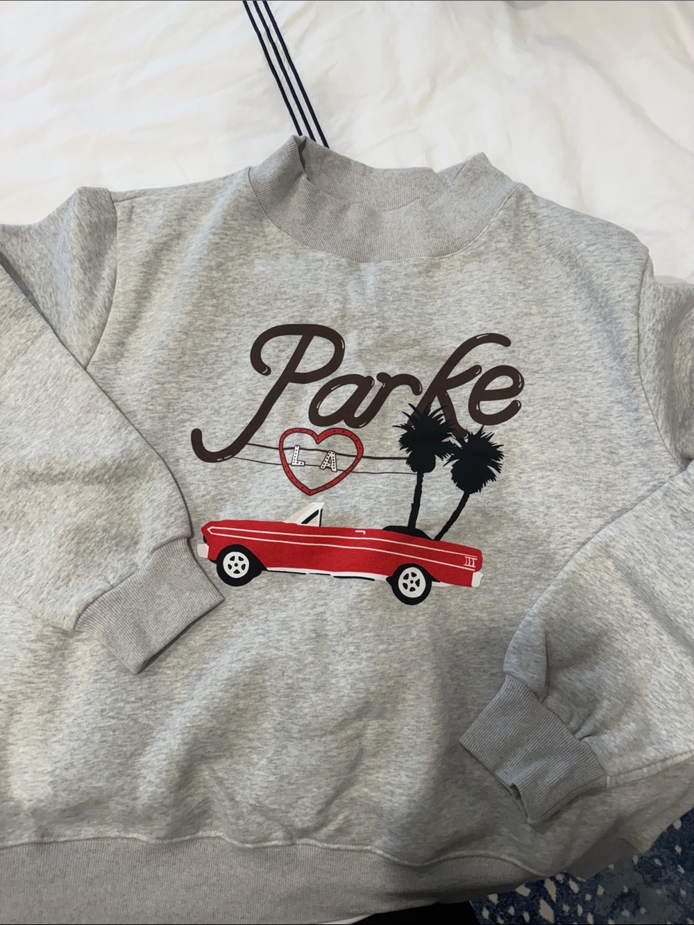 Parke Grey Graphic Sweatshirt with Red Convertible